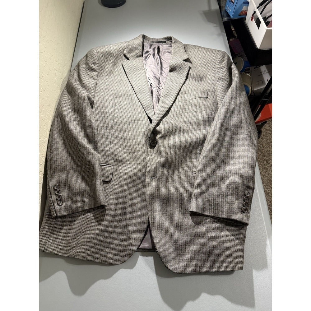 Lauren Ralph Lauren Sport Coat Blazer 46R Brown Lambswool Houndstooth Jacket